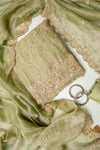 Soft Heritage Pista Organza Unstitched Salwar Suit With Organza Dupatta