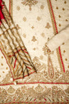 Olive Organza Unstitched Salwar Suit With Organza Dupatta