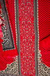 Grace Redefind Red Black Crepe Unstitched Salwar Suit With Crepe Dupatta