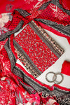 Grace Redefind Red Black Crepe Unstitched Salwar Suit With Crepe Dupatta