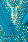 Soft Hues Rama Cotton Unstitched Salwar Kameez With Chiffon Dupatta