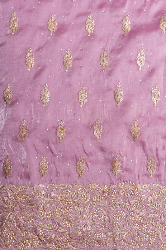 Delicate And Dreamy Mauve Unstitched Organza Salwar Kameez With Organza Dupatta
