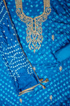 Mesmerizing Charm Dark Firozi Dola Unstitched Salwar Suit With Dola Dupatta