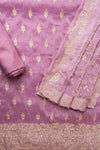 Delicate And Dreamy Mauve Unstitched Organza Salwar Kameez With Organza Dupatta
