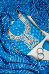 Mesmerizing Charm Dark Firozi Dola Unstitched Salwar Suit With Dola Dupatta