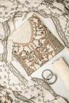Effortlessly Beautyful Off White Crepe Unstitched Salwar Suit With Georgette Dupatta