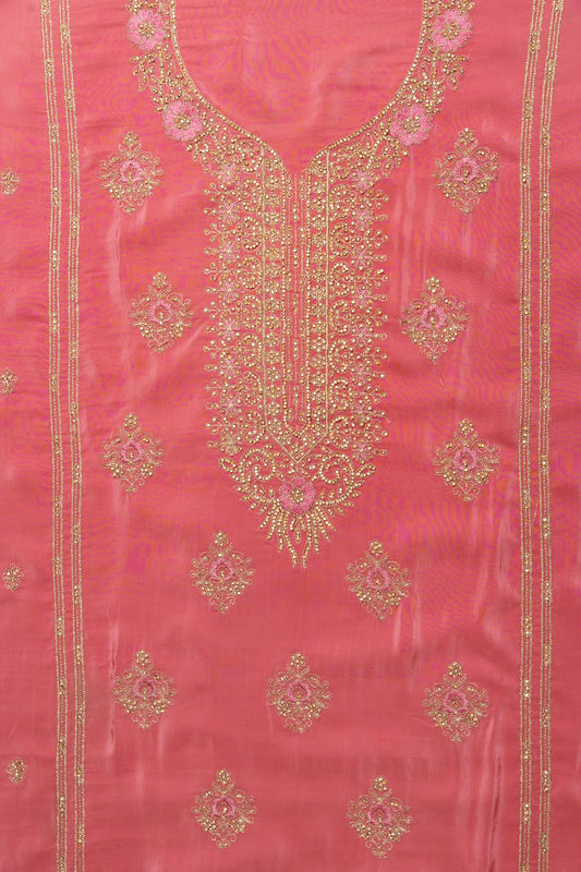 Glow Different In Gajari Crepe Unstitched Salwar Kameez With Chiffon Dupatta