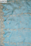 Draped in Elegance Grey Shimmer Unstitched Salwar Suit With Chiffon Dupatta
