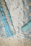 Draped in Elegance Grey Shimmer Unstitched Salwar Suit With Chiffon Dupatta