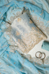 Draped in Elegance Grey Shimmer Unstitched Salwar Suit With Chiffon Dupatta
