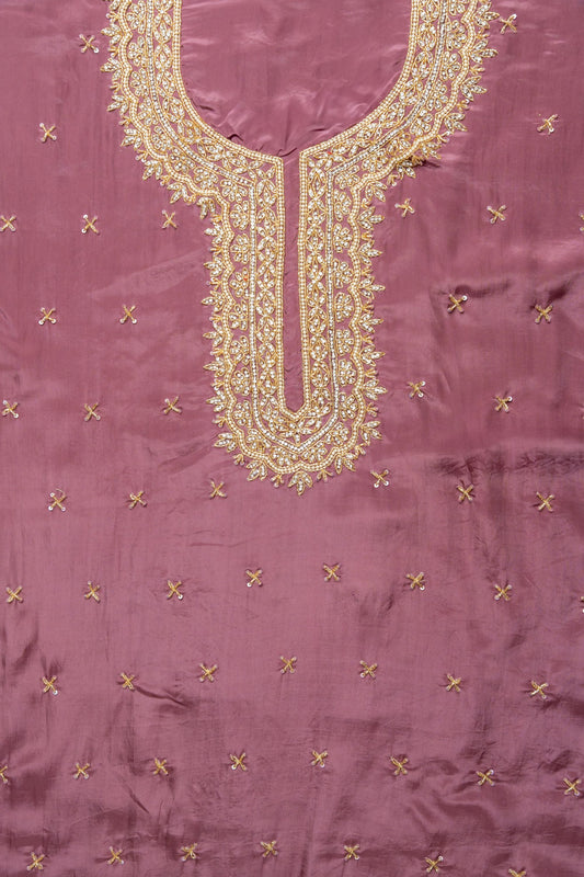 Delicate And Dreamy Mauve Unstitched Crepe Salwar Kameez With Chiffon Dupatta