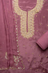 Delicate And Dreamy Mauve Unstitched Crepe Salwar Kameez With Chiffon Dupatta