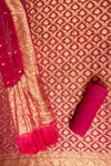 Onion Banarasi Woven Zari Khaddi Georgette Unstitched Salwar Suit With Georgette dupatta