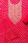 Bright Yet Balanced Coral Unstitched Cotton Salwar Kameez With Cotton Dupatta