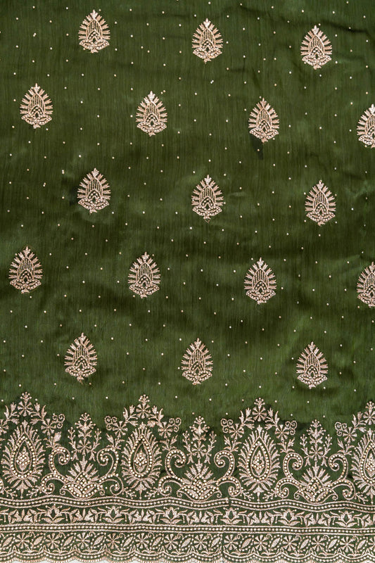 Celebrate tradition in Mehndi Organza Unstitched Salwar Kameez With Organza Dupatta
