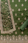Celebrate tradition in Mehndi Organza Unstitched Salwar Kameez With Organza Dupatta