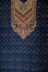 Navy Blue Organza Unstitched Salwar Suit With Organza Dupatta