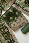 Celebrate tradition in Mehndi Organza Unstitched Salwar Kameez With Organza Dupatta