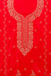 Grace Redefined Red Crepe Unstitched Salwar Kameez & Chiffon Dupatta