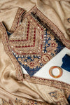 Navy Blue Organza Unstitched Salwar Suit With Organza Dupatta