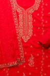 Grace Redefined Red Crepe Unstitched Salwar Kameez & Chiffon Dupatta