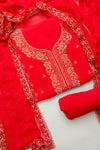 Grace Redefined Red Crepe Unstitched Salwar Kameez & Chiffon Dupatta
