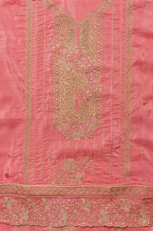 Glow Different In Gajari Crepe Unstitched Salwar Kameez & Chiffon Dupatta