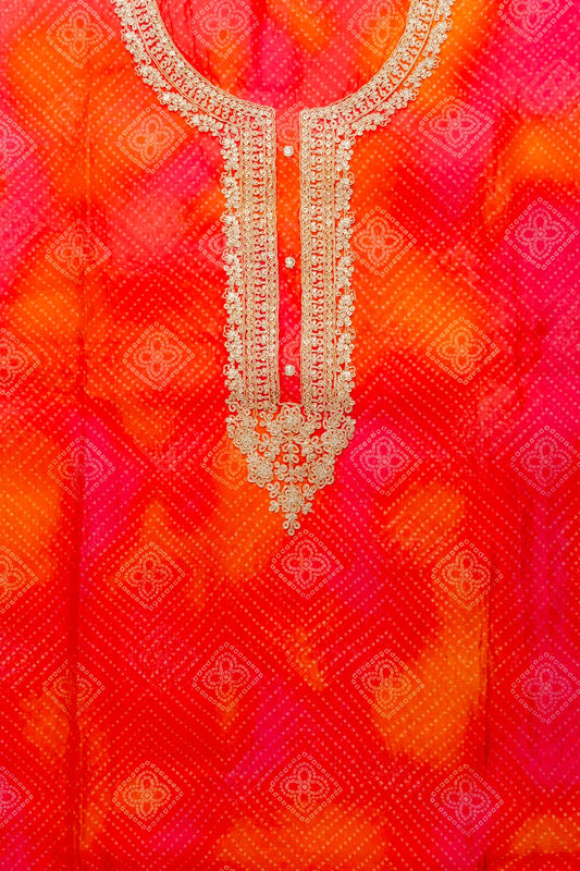 Soft As A Sunrise Coral Organza Unstitched Salwar Kameez With Organza Dupatta