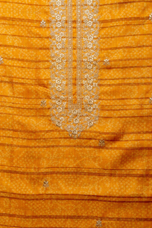 Sunshine Charm Mustard Unstitched Cotton Salwar Kameez With Cotton Dupatta