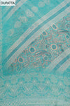 Tea-green Cutdana, Mirror Sheet, Threadwork & Digital Printed Cotton Unstitched Salwar Suit With Chiffon Dupatta