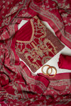 Heritage Heirloom Maroon Crepe Unstitched Salwar Suit With Georgette Dupatta