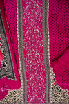 Bold Statement Black Magenta Crepe Unstitched Salwar Suit With Crepe Dupatta
