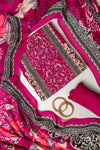 Bold Statement Black Magenta Crepe Unstitched Salwar Suit With Crepe Dupatta