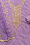 Delicate And Dreamy Mauve Crepe Unstitched Salwar Kameez & Organza Dupatta