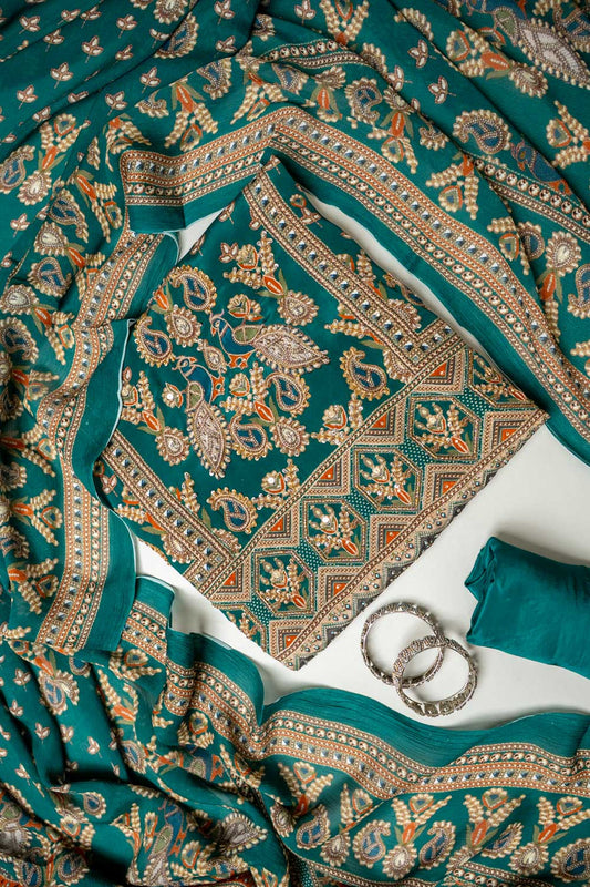Effortless Glamour Rama Crepe Unstitched Salwar Suit With Crepe Dupatta