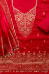 Heritage Heirloom Maroon Crepe Unstitched Salwar Kameez & Crepe Dupatta