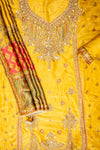 Raw Elegance Mustard Organza Unstitched Salwar Suit With Organza Dupatta