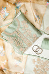 Pastel Majesty Mint Green Organza Unstitched Salwar Suit With Organza Dupatta