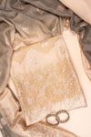 Tussar Woven Zari Cotton Unstitched Salwar Suit With Cotton Dupatta