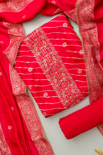 Timeless Elegance Rani Cotton Unstitched Salwar Kameez With Cotton Dupatta