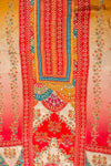 Timeless Beauty Tussar Red Crepe Unstitched Salwar Suit With Crepe Dupatta