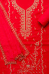 Panna Bright Yet Balanced Coral Unstitched Crepe Salwar Kameez With Chiffon Dupatta
