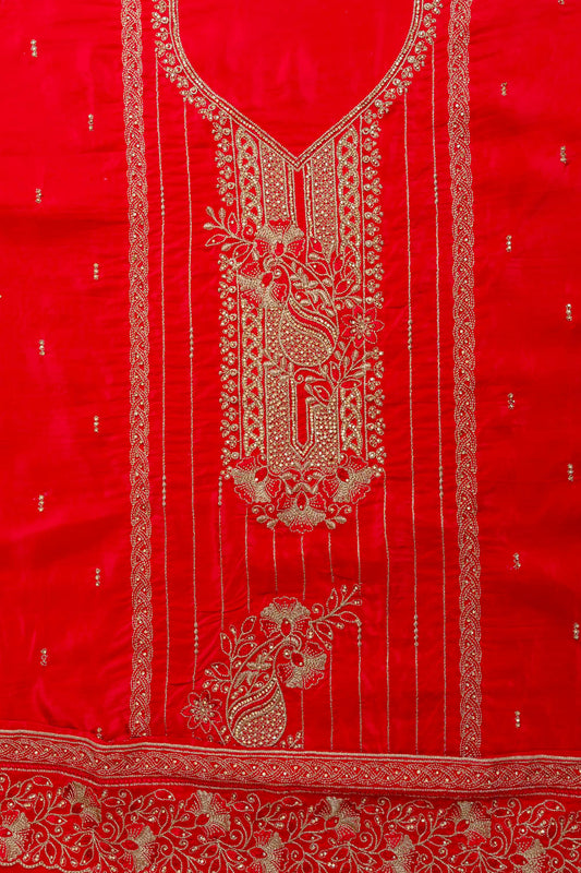 Timeless Elegance Rani Crepe Unstitched Salwar Kameez & Chiffon Dupatta