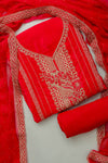 Timeless Elegance Rani Crepe Unstitched Salwar Kameez & Chiffon Dupatta
