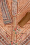 Tussar Mirror Sheet, Threadwork & Digital Printed Cotton Unstitched Salwar Suit With Chiffon Dupatta