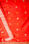 Grace Redefined Red Crepe Unstitched Salwar Suit With Crepe Dupatta