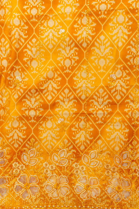 Sunshine Charm Mustard Cotton Unstitched Salwar Kameez With Cotton Dupatta