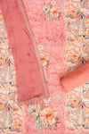 Gajari Mirror Sheet, Sequence, Threadwork & Floral Printed Crepe Unstitched Salwar Suit With Chiffon Dupatta
