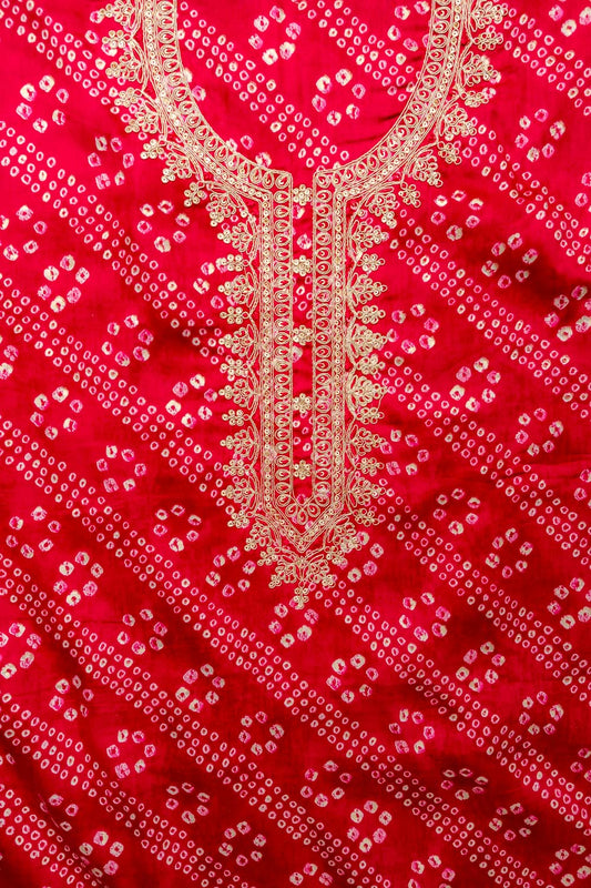 Grace Redefined Red Unstitched Cotton Salwar Kameez With Cotton Dupatta