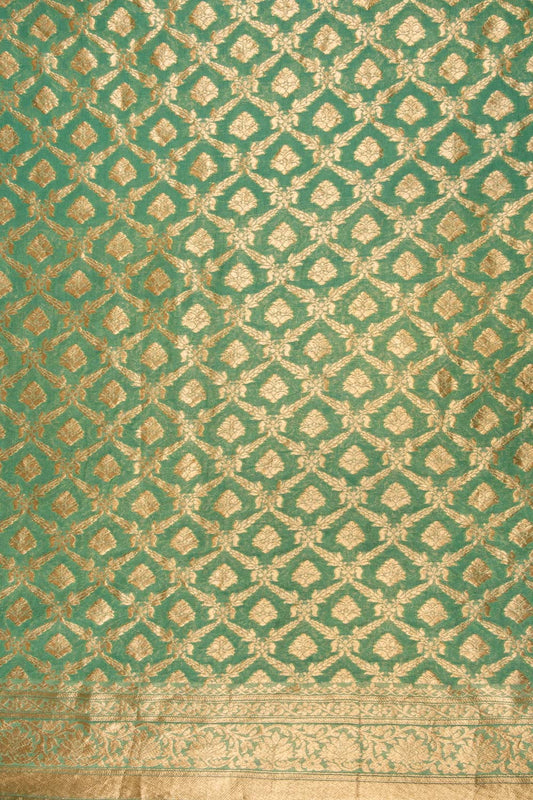Mint Green Banarasi Woven Zari Khaddi Georgette Unstitched Salwar Suit With Georgette dupatta